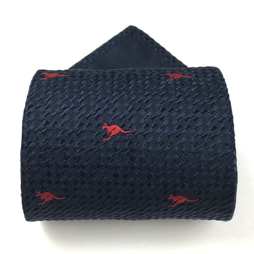 AUSTICO Australia Mens Polyester Necktie Animal Theme Kangaroo Navy Blue Red Tie - Picture 4 of 11